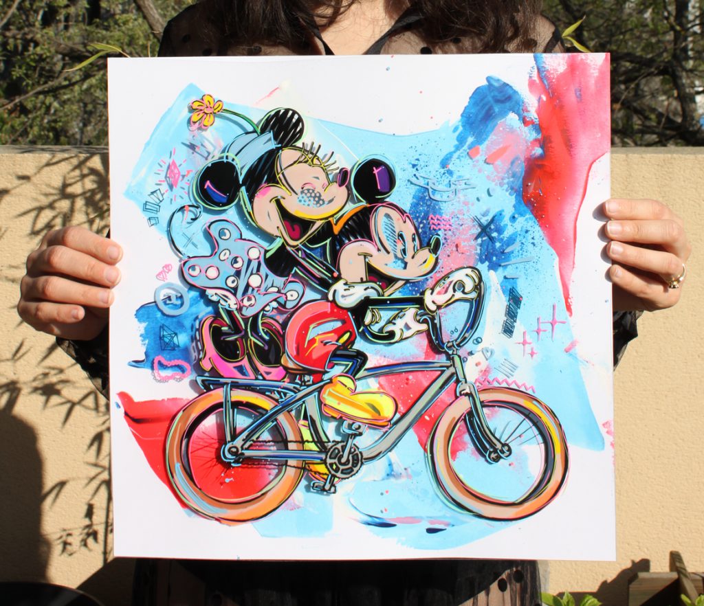 Mickey et Minnie à vélo par Shokkobo